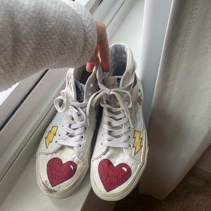 Custom High Top White Vans